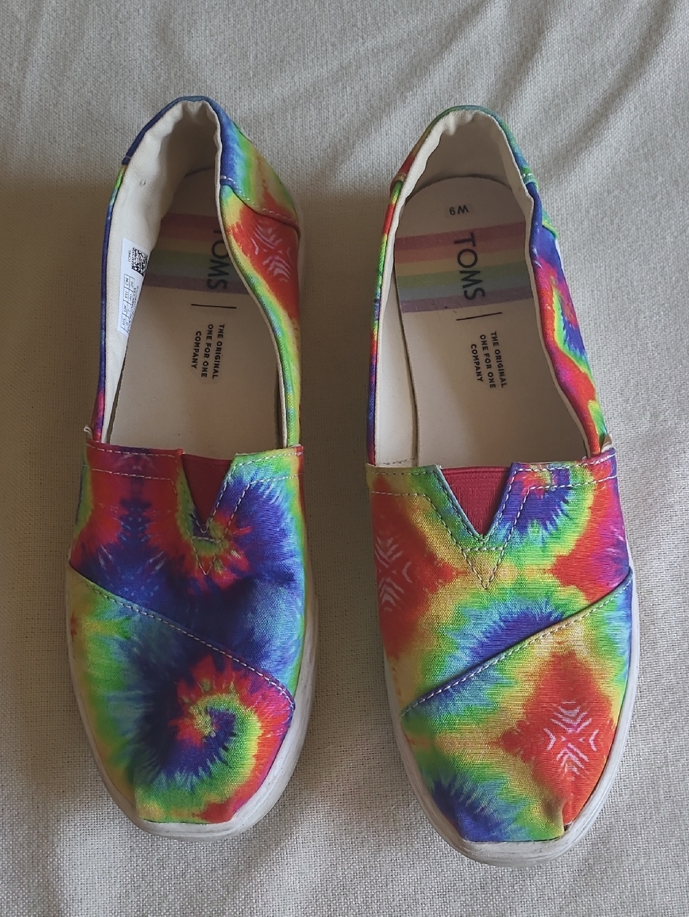Toms Women’s Tie-Dye Canvas Slip-Ons in Rainbow